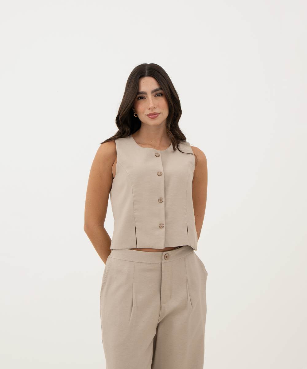 Blusa tipo chaleco BEIGE