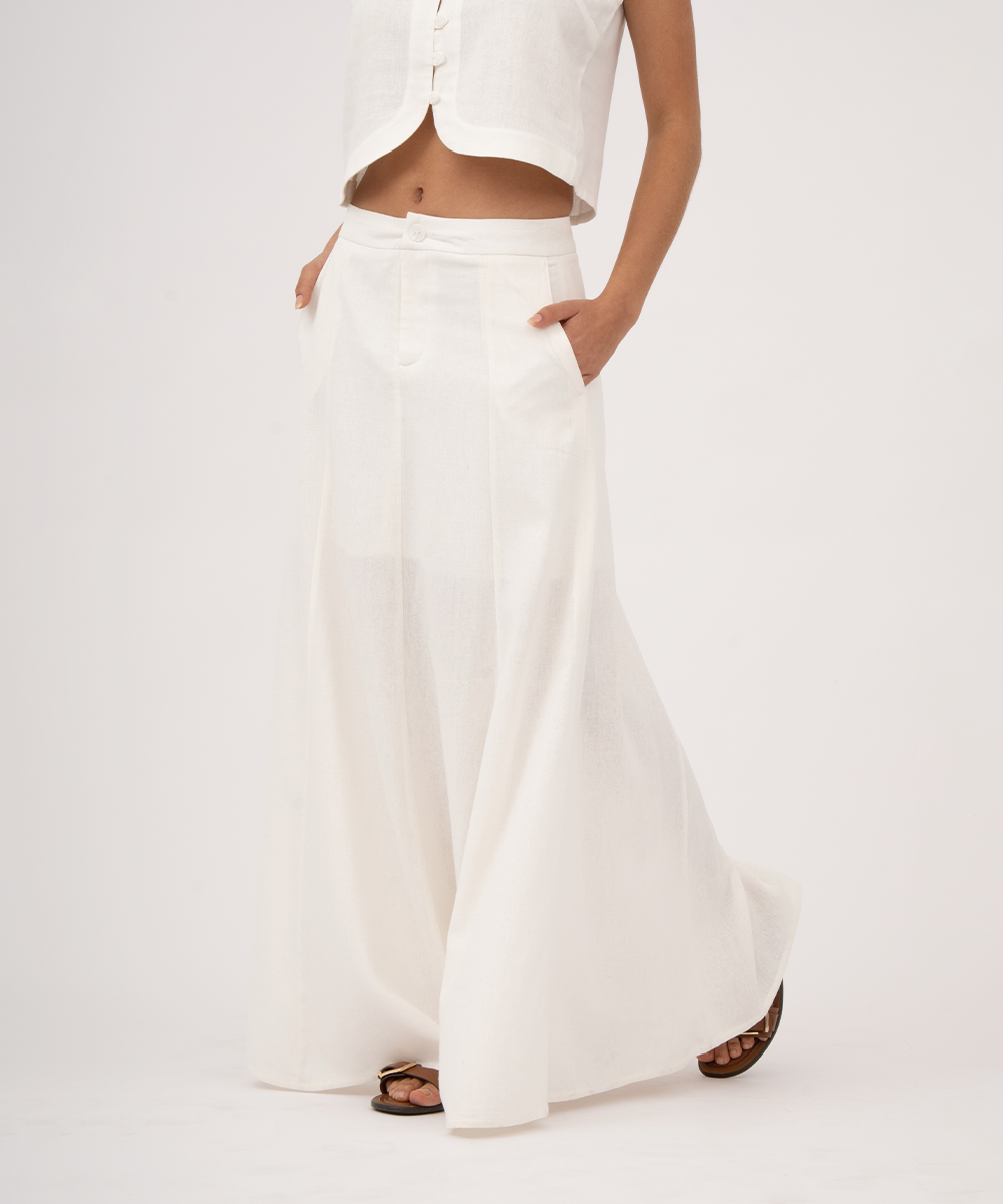 Falda larga con cortes BLANCO