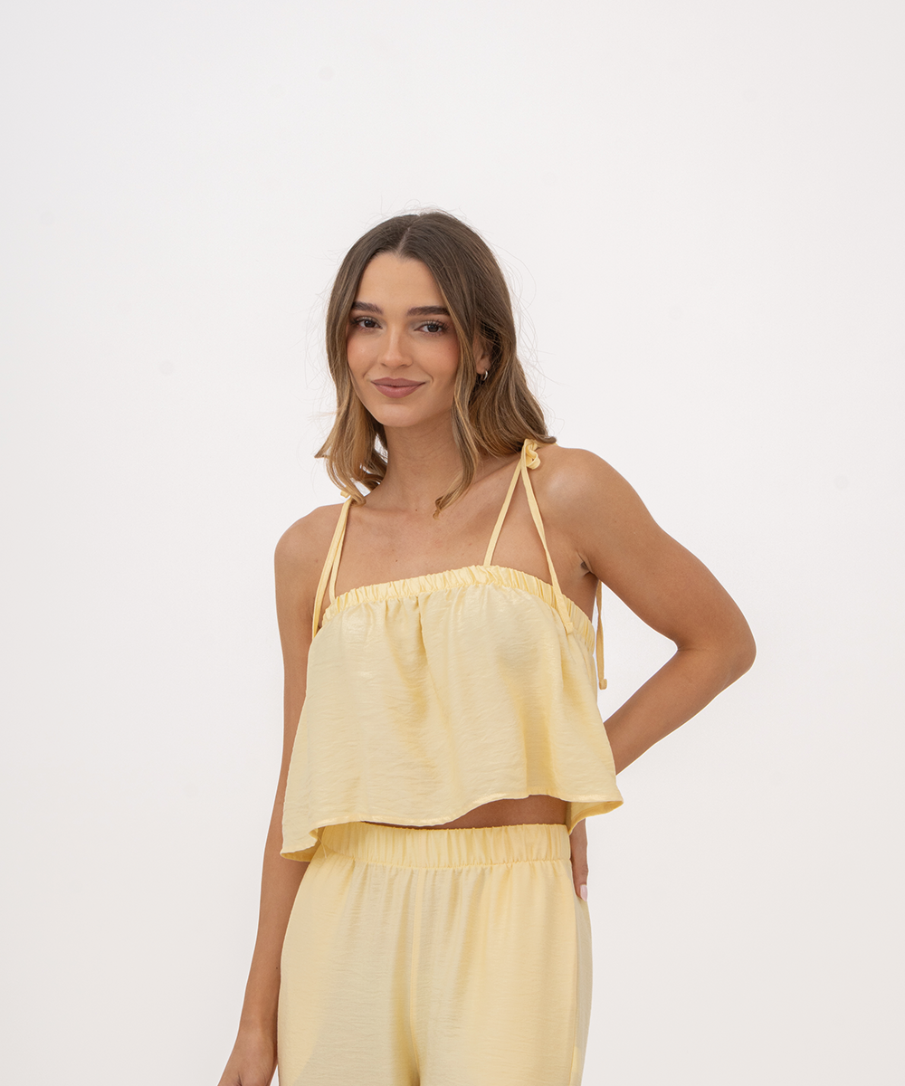 Crop top tiras de anudar AMARILLO PASTEL
