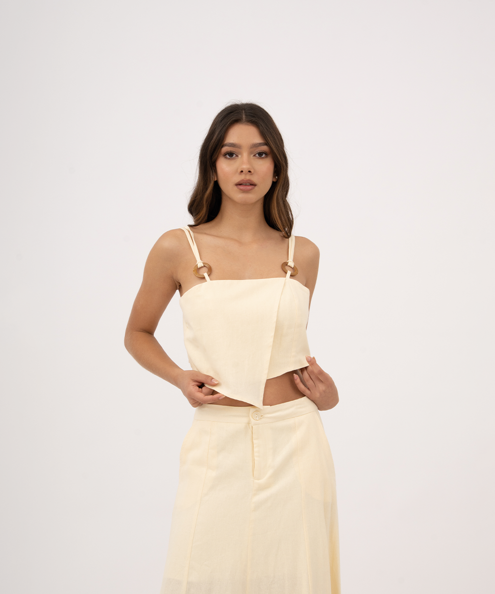 Blusa tiras con argollas AMARILLO PASTEL