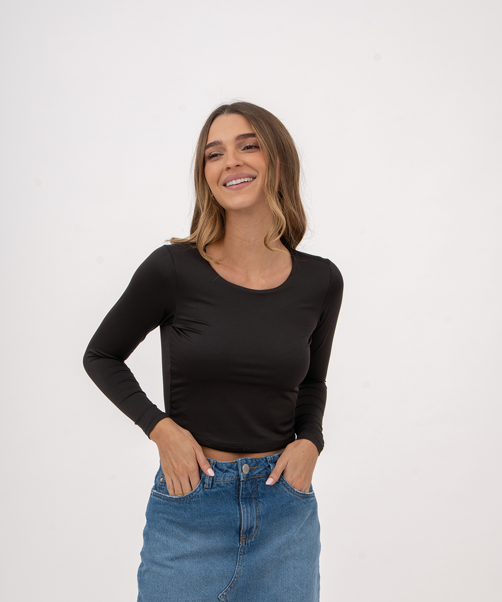Blusa manga larga NEGRO