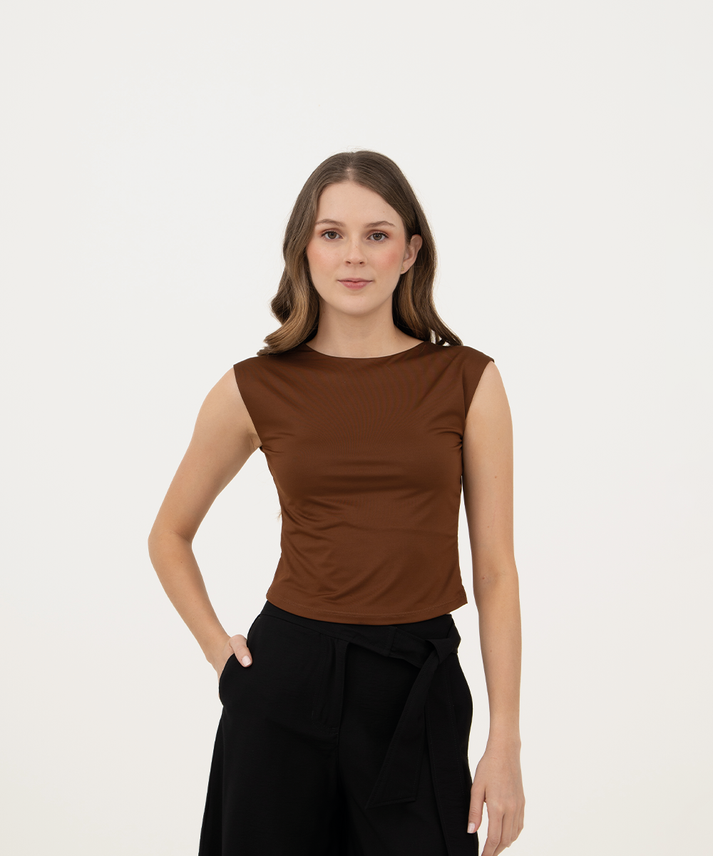 Blusa sisa espalda descubierta CHOCOLATE