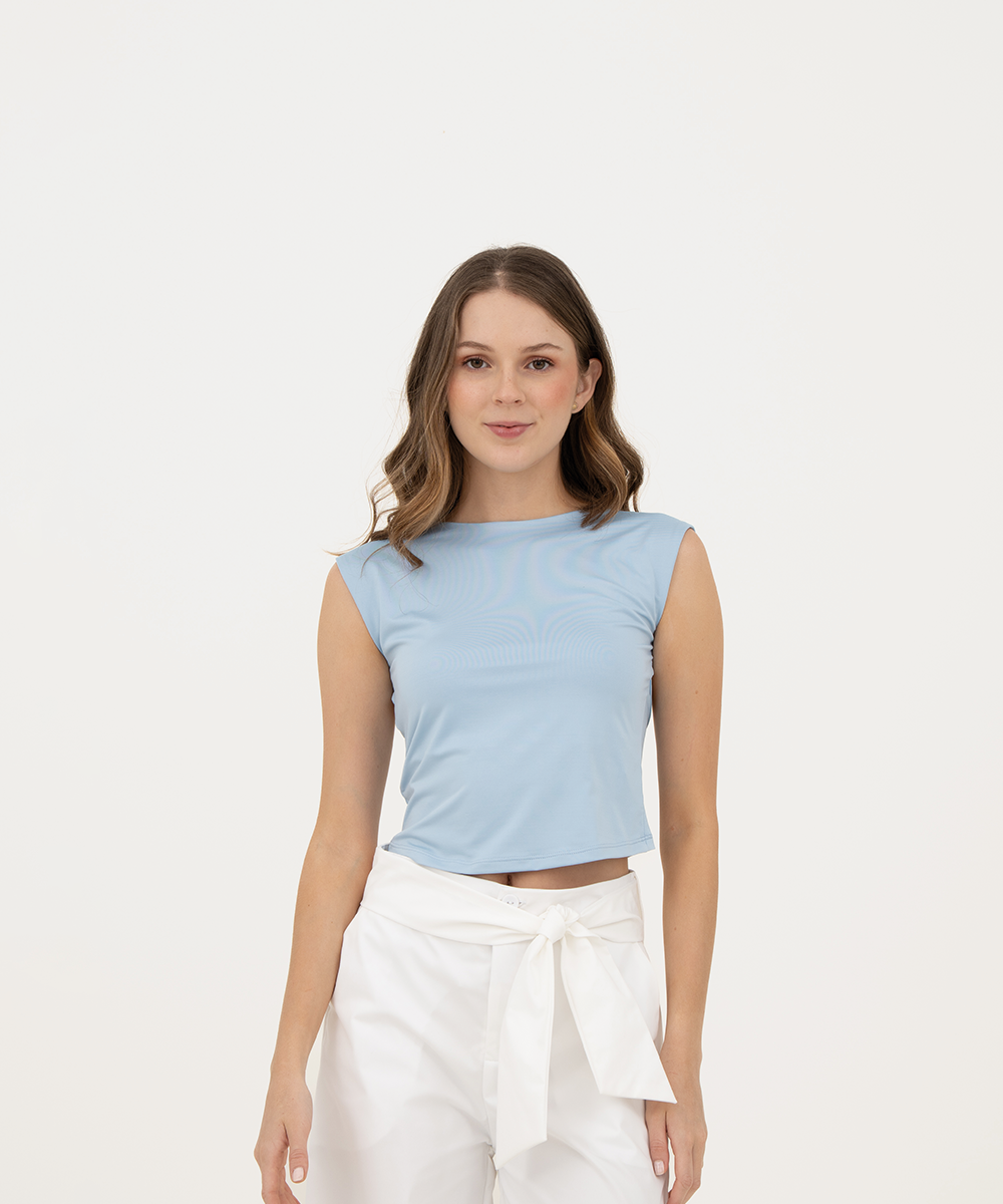 Blusa sisa espalda descubierta AZUL CIELO
