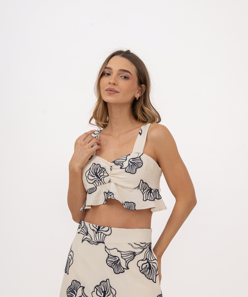 Blusa corta con tiras anchas AZUL PROFUNDO