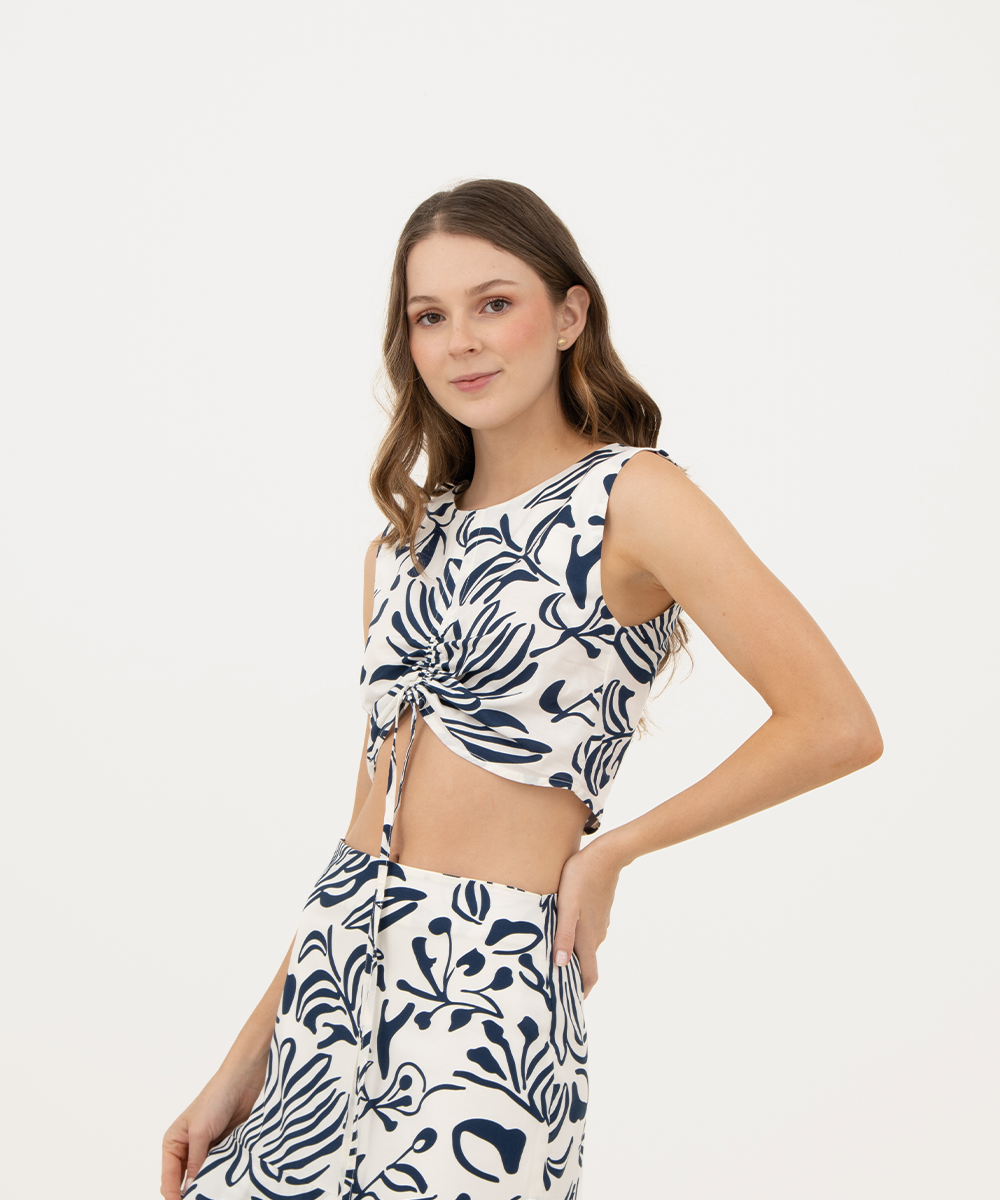 Blusa con lazo AZUL PROFUNDO