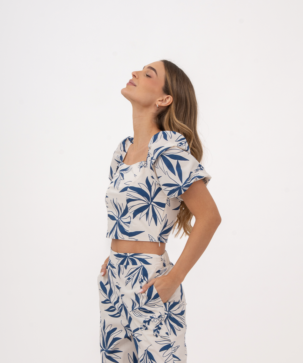 Blusa mangas volumen AZUL