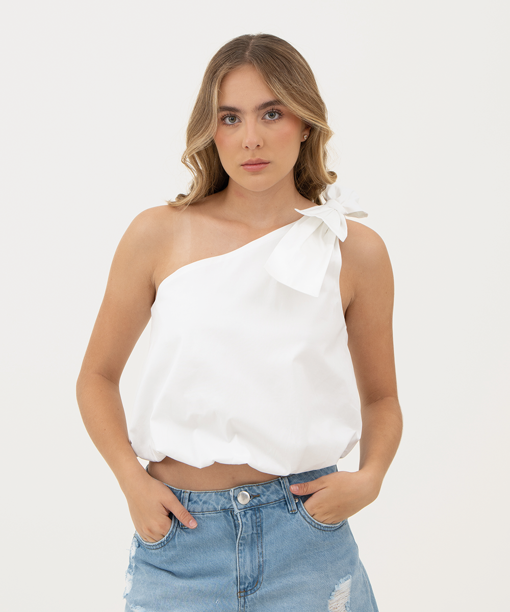 Blusa escote asimétrico BLANCO