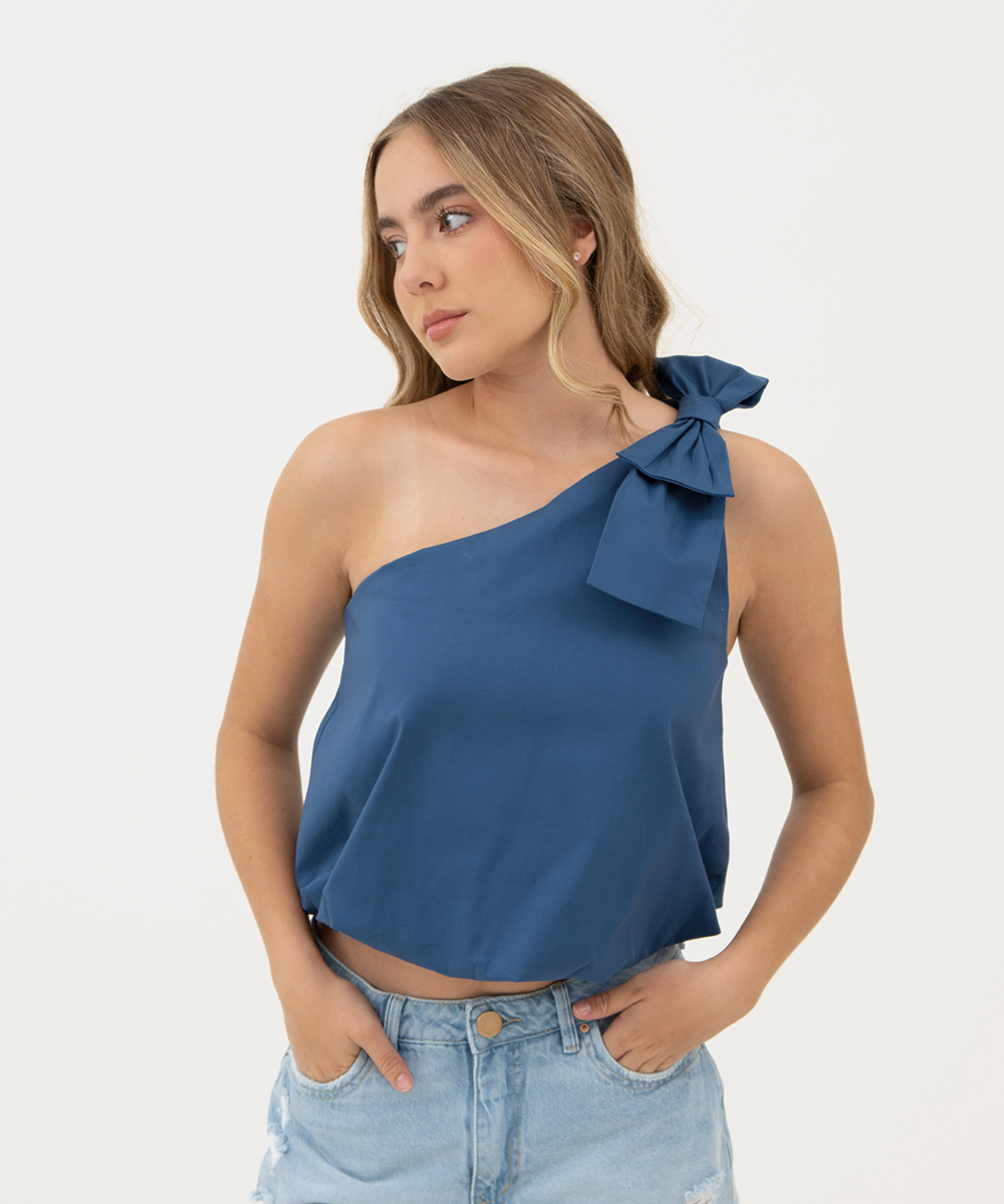 Blusa escote asimétrico AZUL