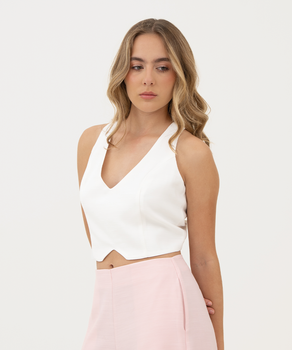 Blusa posterior tiras cruzadas BLANCO