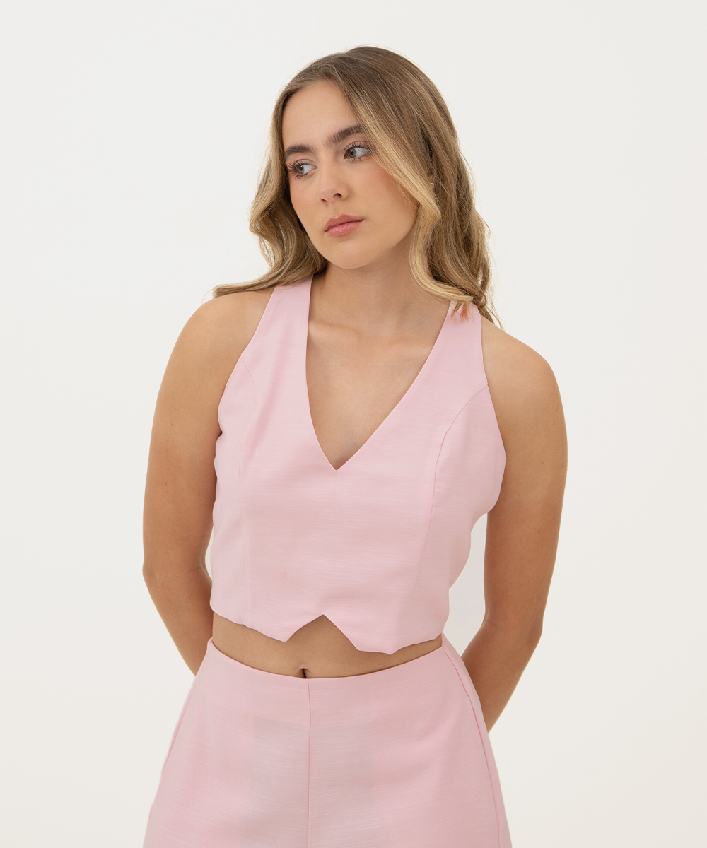Blusa posterior tiras cruzadas ROSADO PASTEL