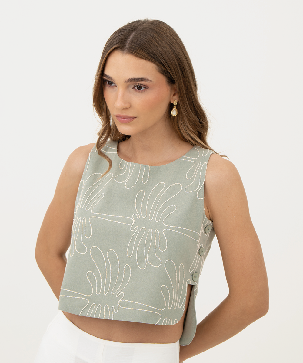 Blusa sisa con botones en costado VERDE