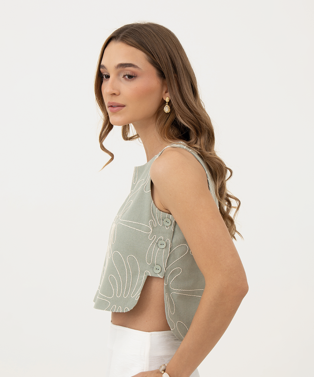 Blusa sisa con botones en costado VERDE