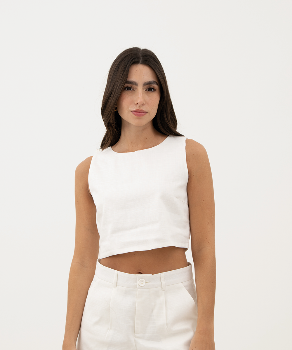 Blusa sisa con botones en posterior BLANCO