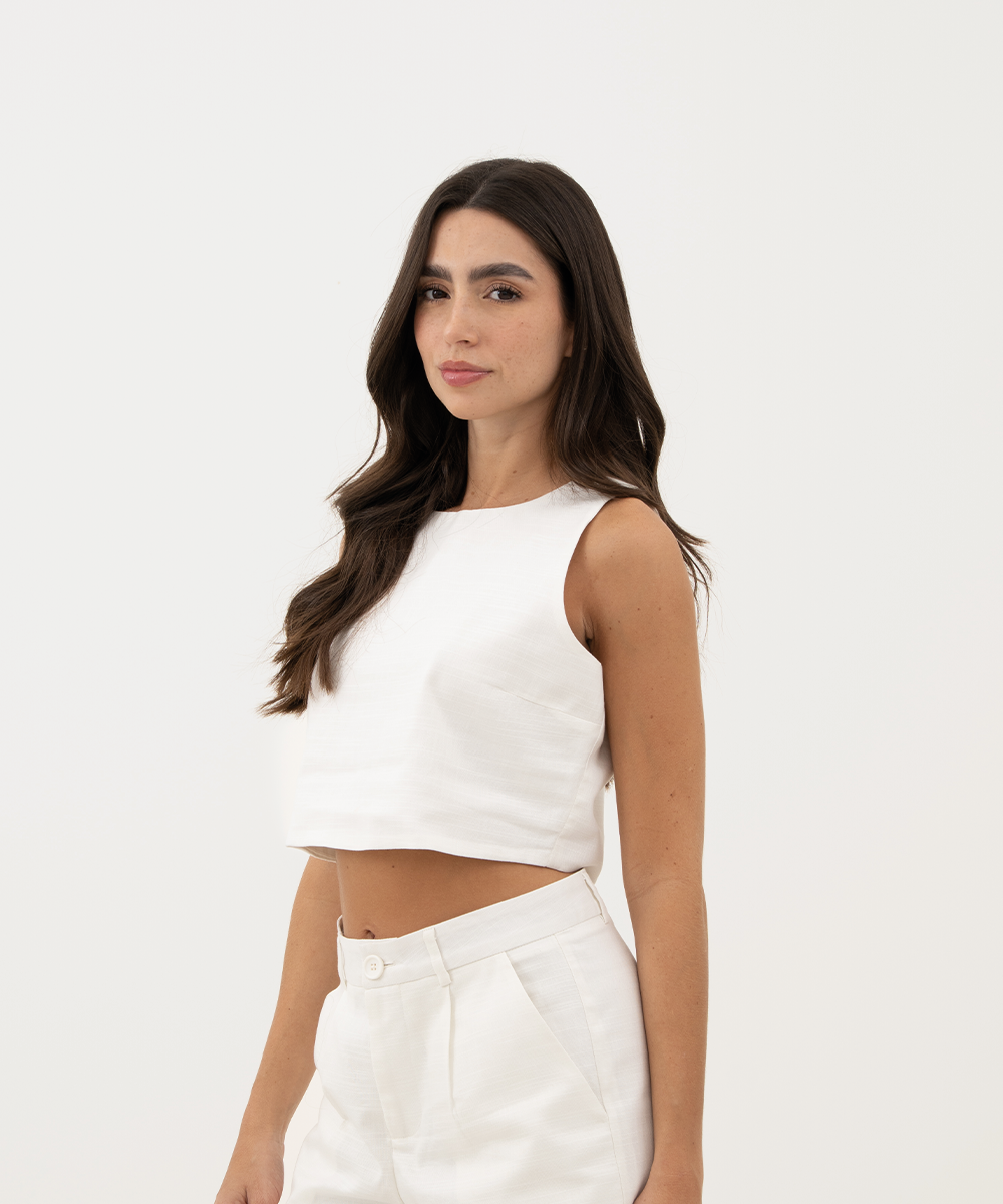 Blusa sisa con botones en posterior BLANCO
