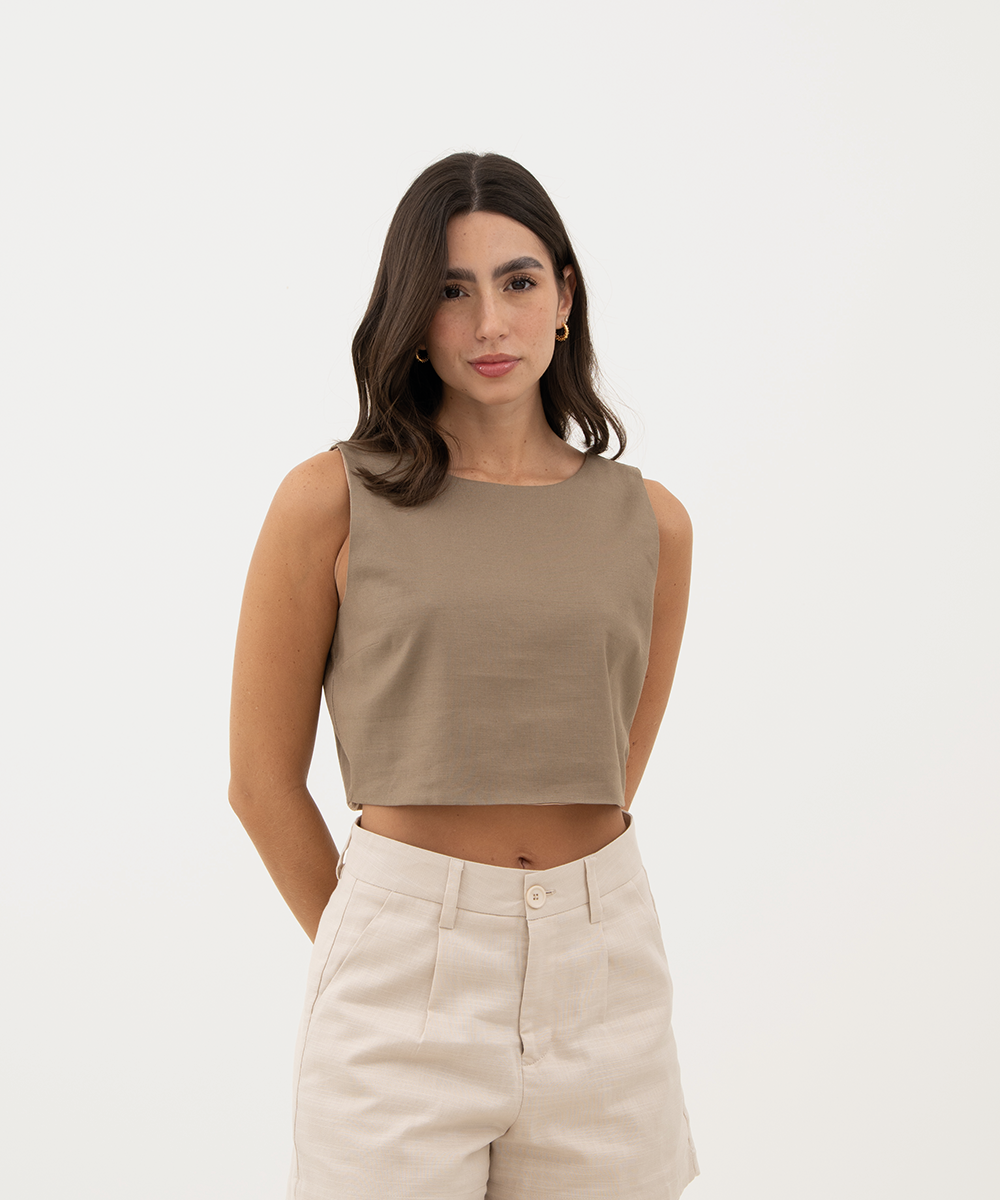 Blusa sisa con botones en posterior CAMEL