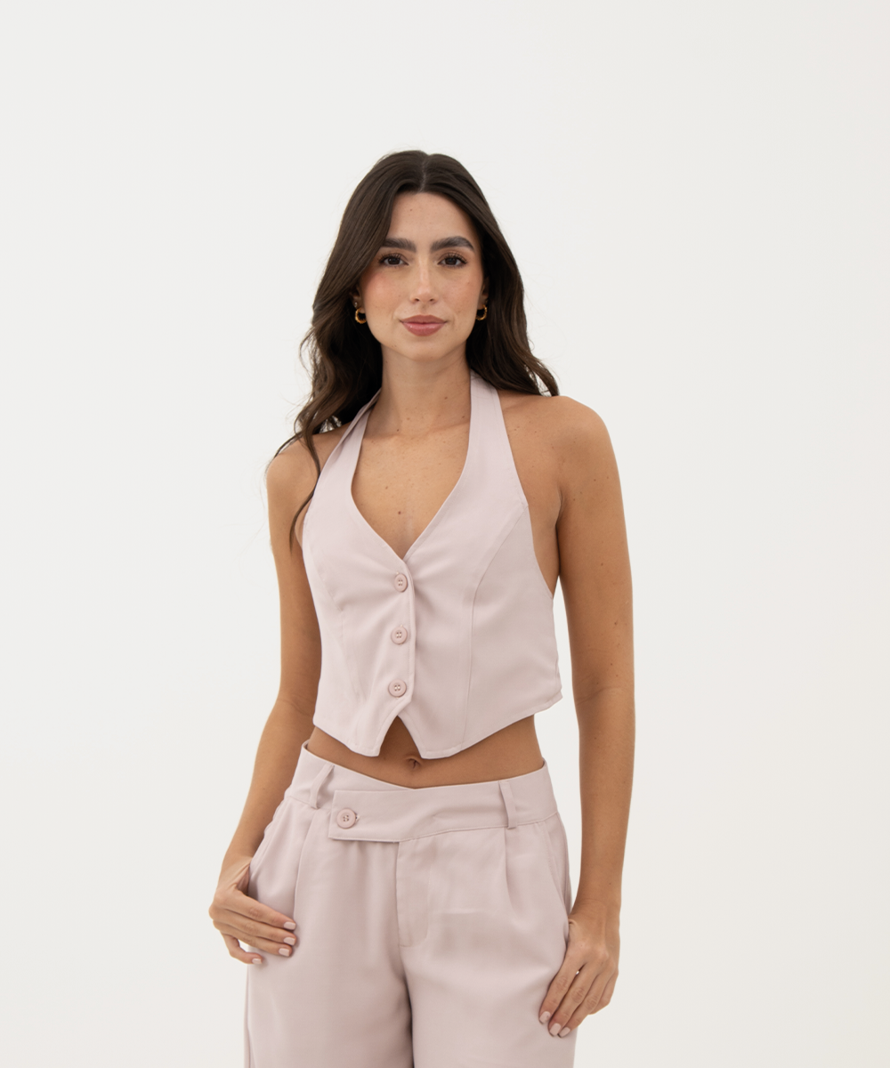 Chaleco espalda escotada ROSADO PASTEL