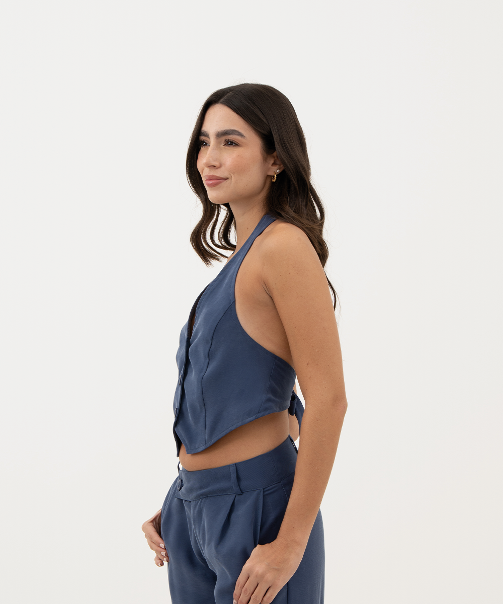 Chaleco espalda escotada AZUL PROFUNDO