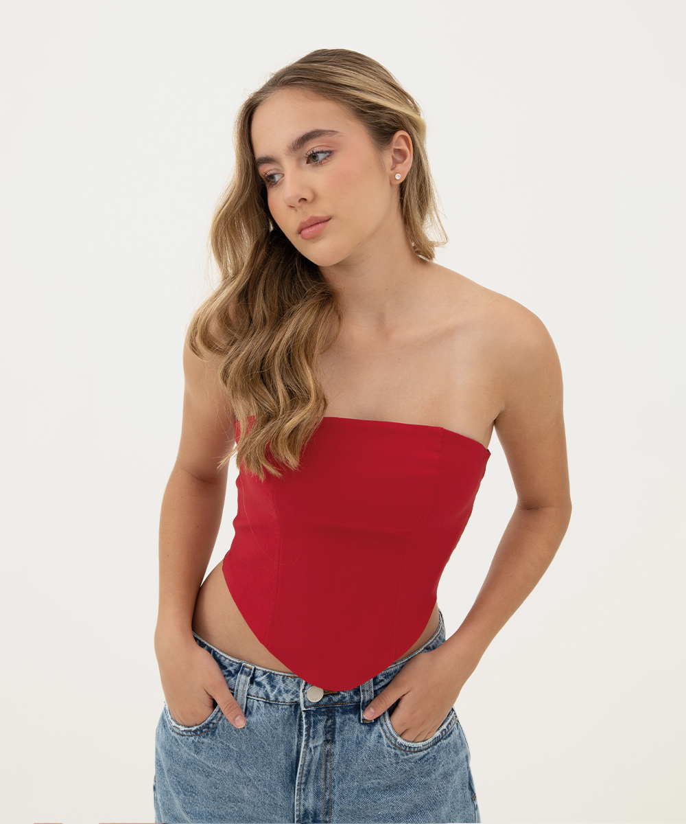 Blusa strapless ROJO
