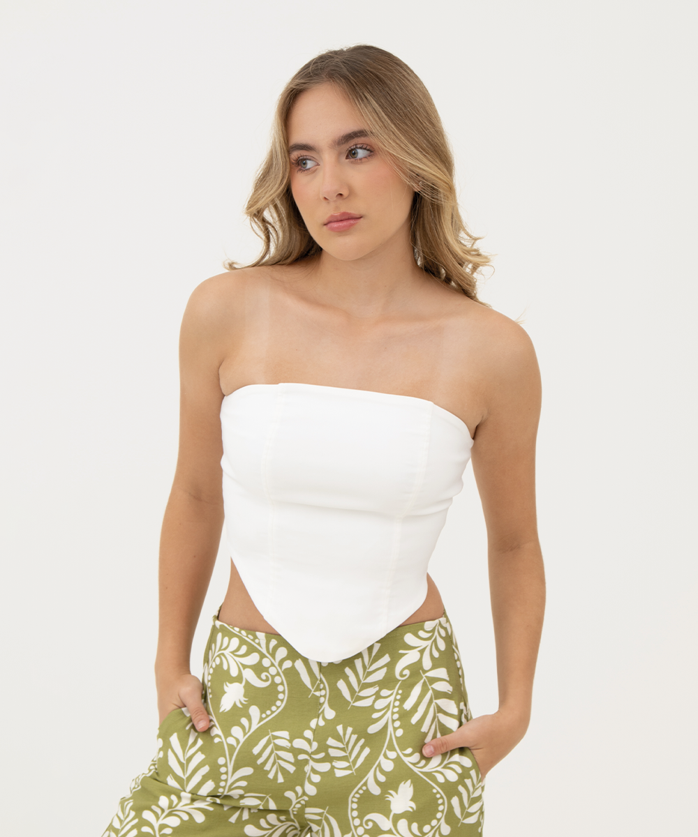 Blusa strapless BLANCO
