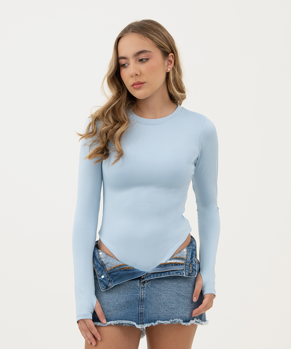 Body manga larga AZUL CIELO