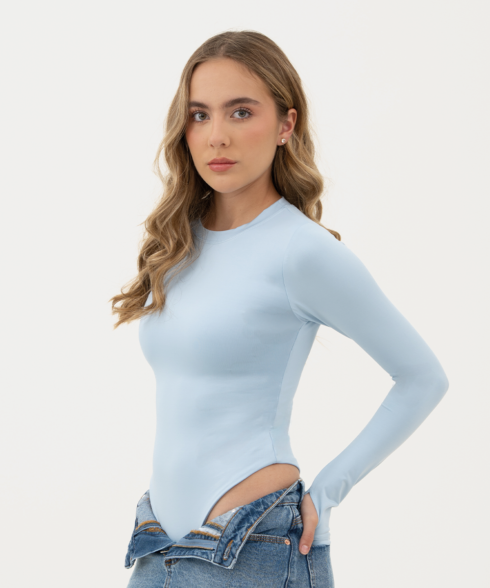Body manga larga AZUL CIELO