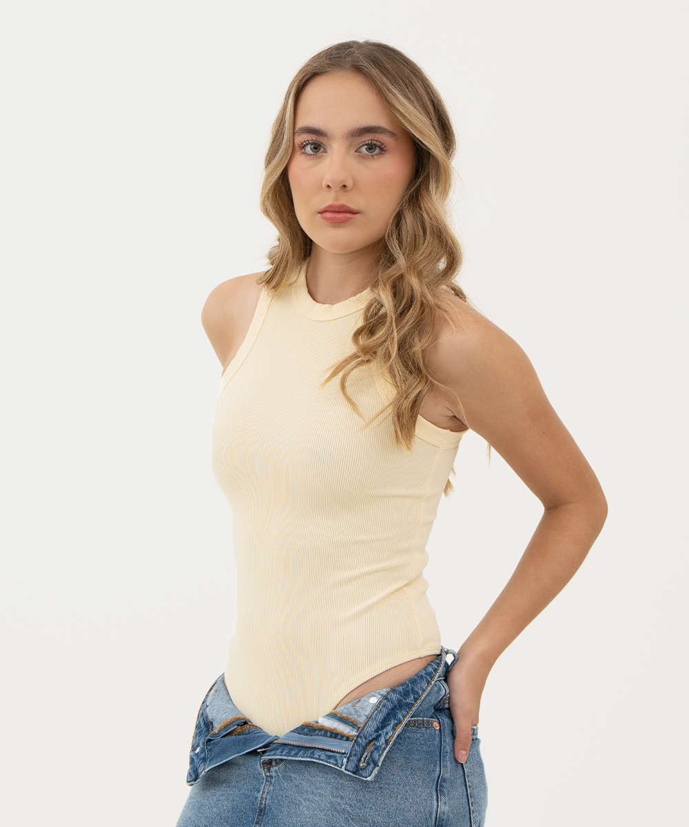Body cuello redondo AMARILLO PASTEL
