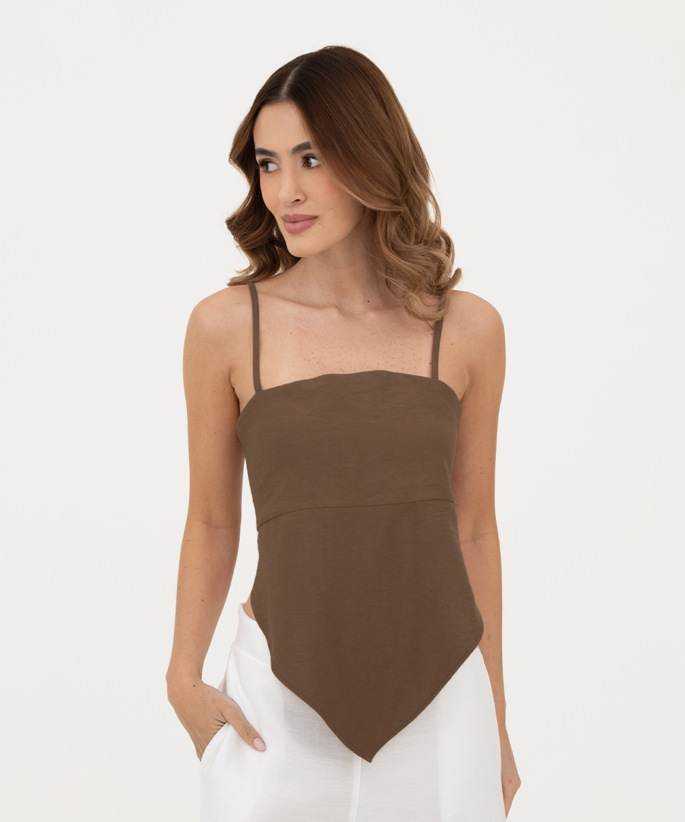 Blusa de tiras resortada Chocolate
