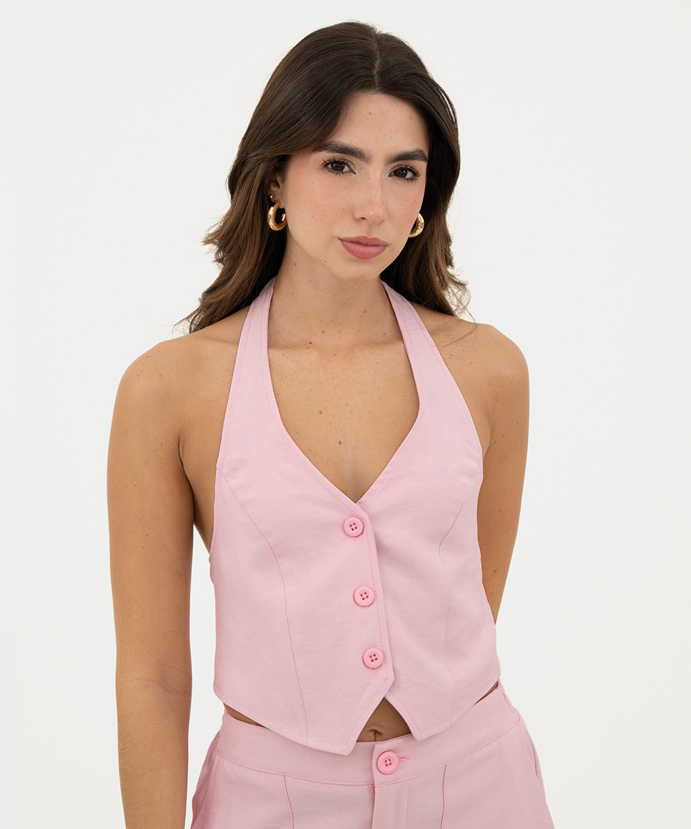 Chaleco halter Rosado Pastel