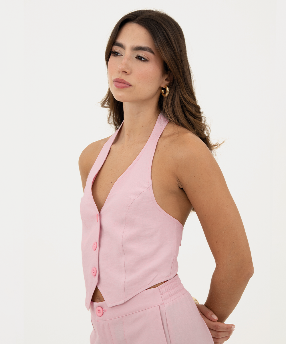 Chaleco halter Rosado Pastel
