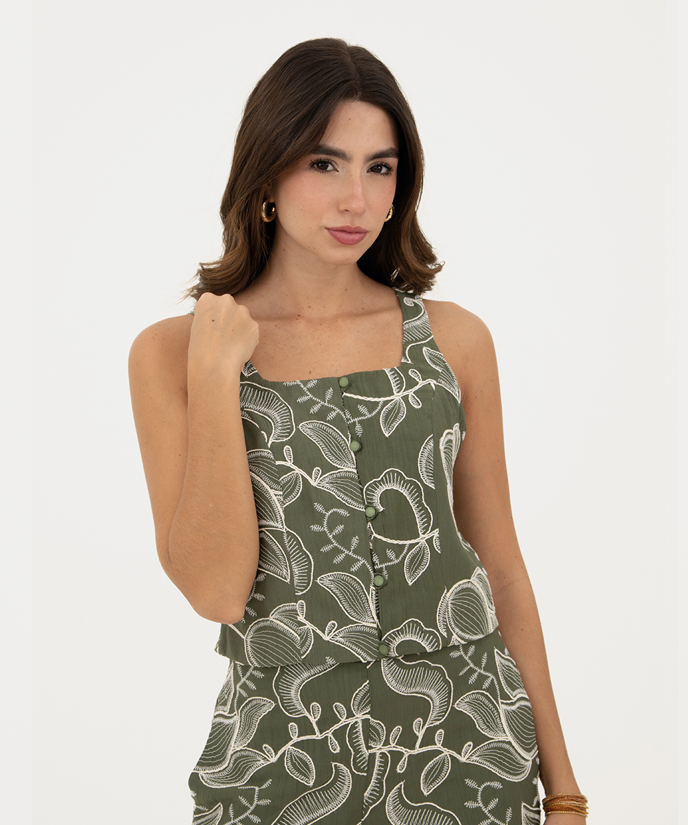 Top sisa botonadura Verde Selva (Militar)