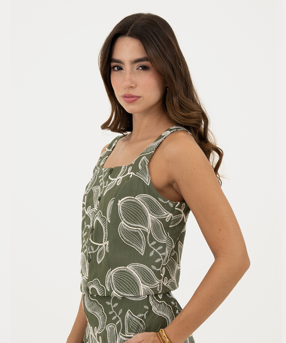 Top sisa botonadura Verde Selva (Militar)
