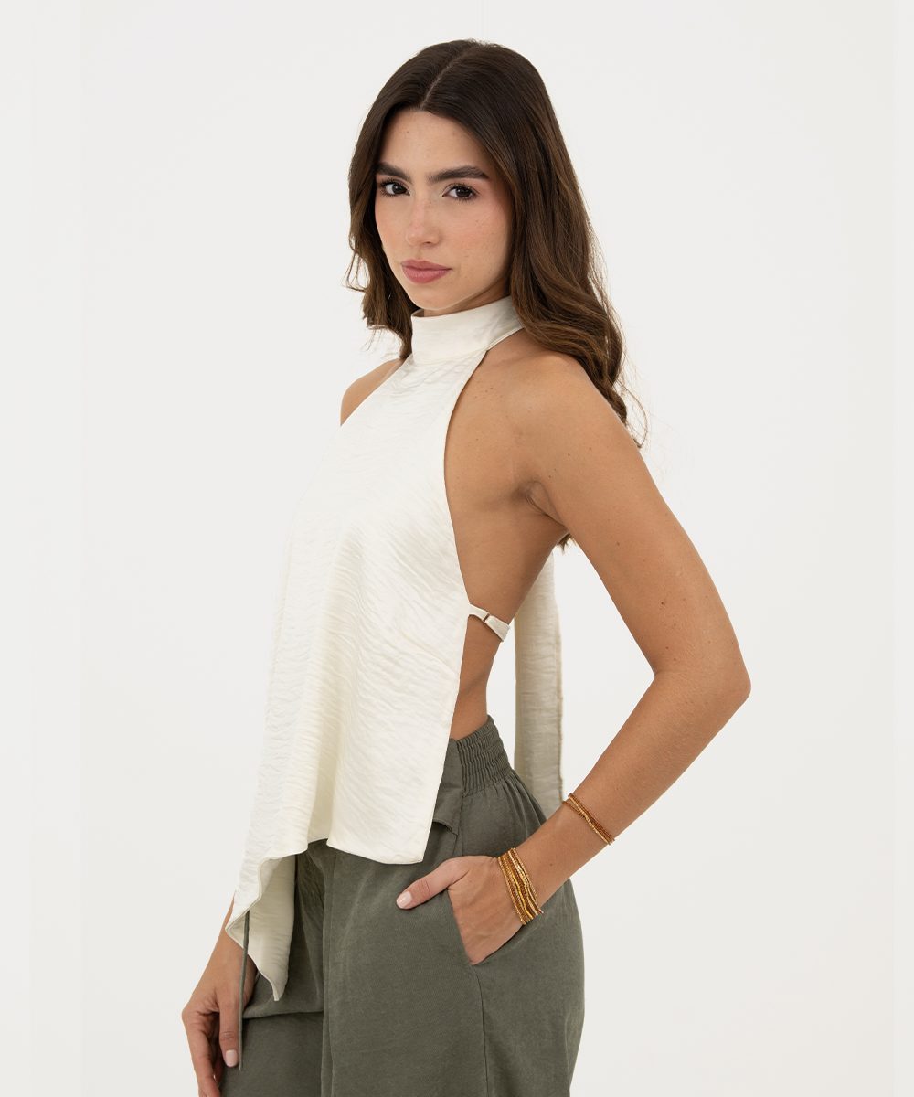 Blusa halter asimétrica Marfil