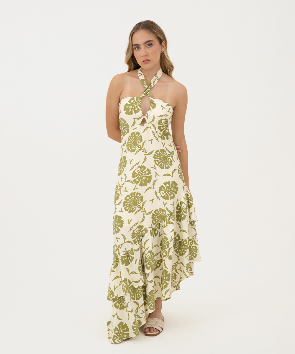 Vestido halter VERDE OLIVA