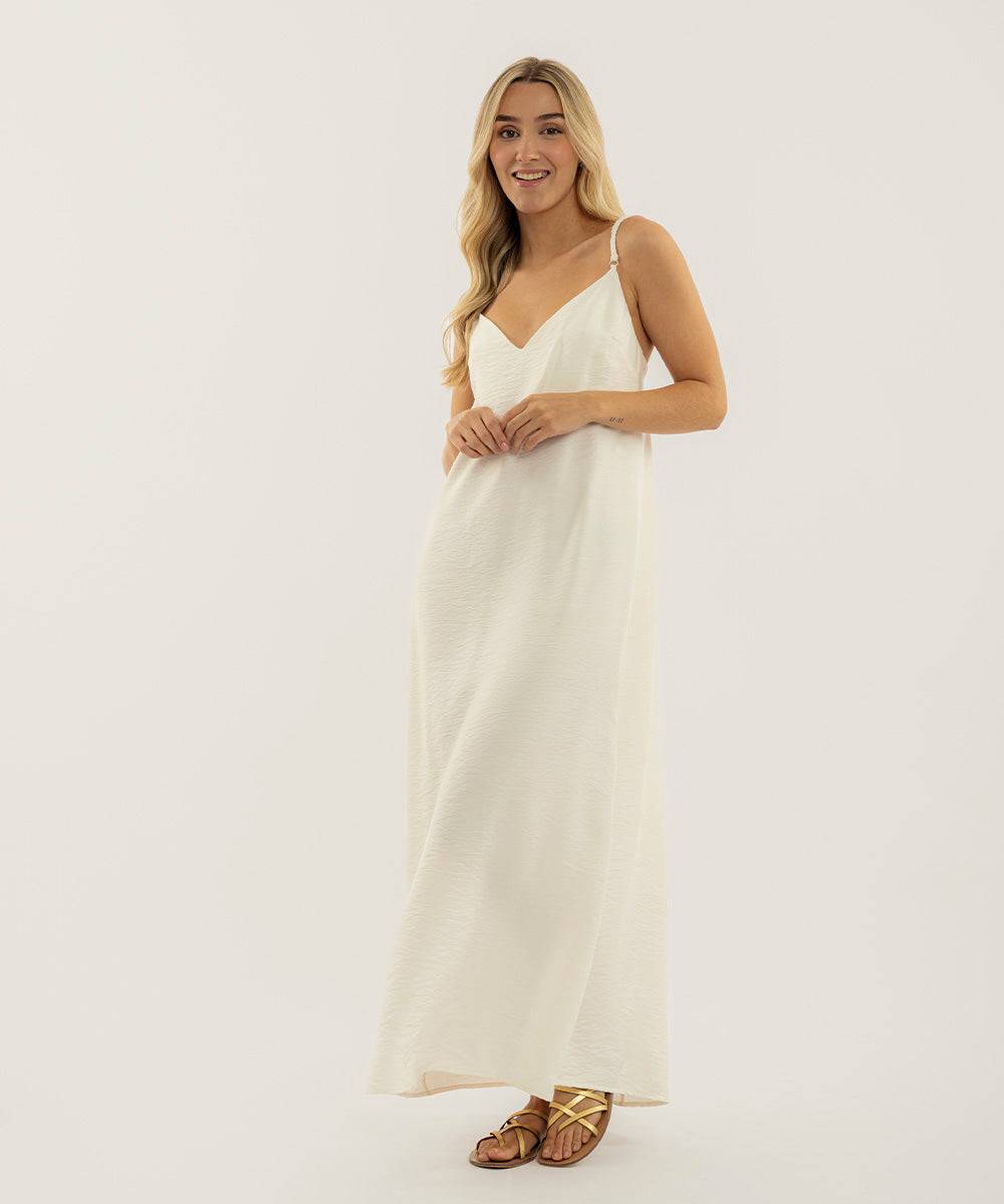 Vestido Con Escote En V Marfil Vestidos Para Mujer | Ticket Store Colombia 1