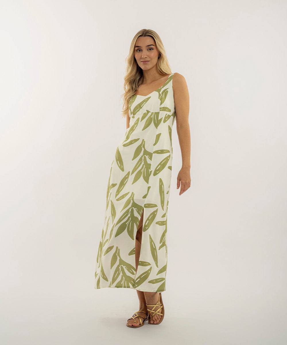 Vestido Midi Con Abertura Verde Oliva Vestidos Para Mujer | Ticket Store Colombia 1