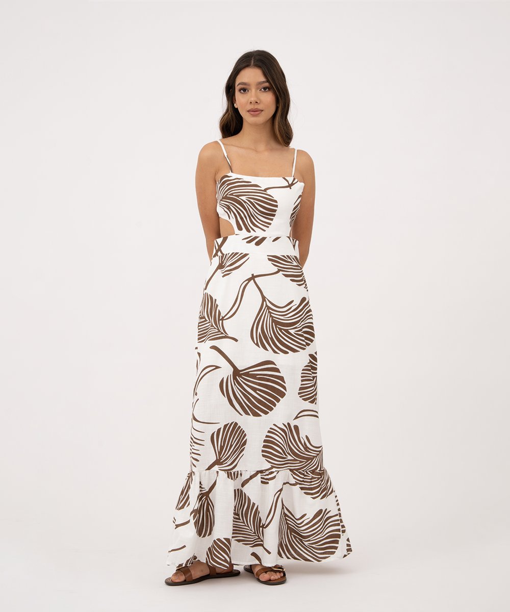 Vestido largo de tiras CHOCOLATE