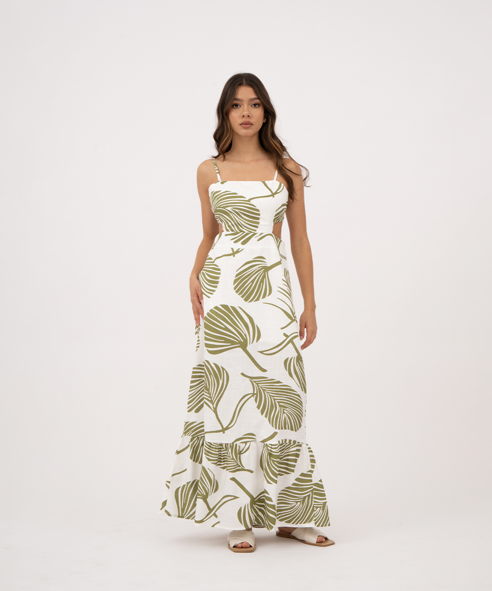 Vestido largo de tiras VERDE