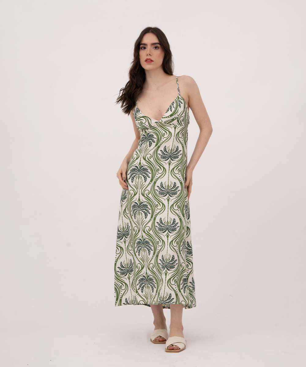 Vestido midi de copas VERDE
