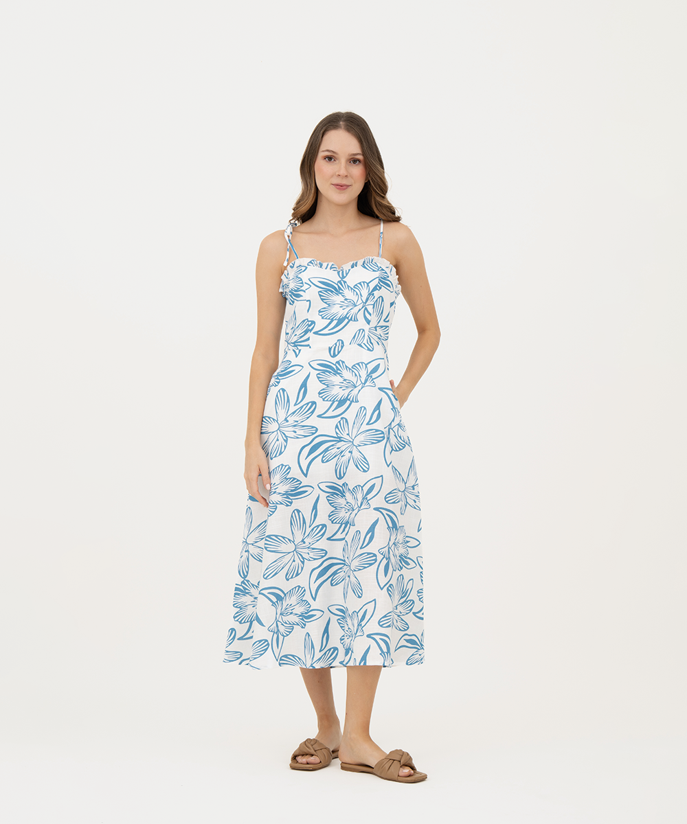 Vestido midi de tiras AZUL RADIANTE