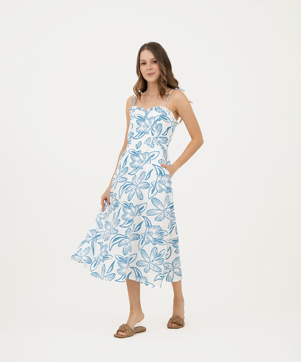 Vestido midi de tiras AZUL RADIANTE