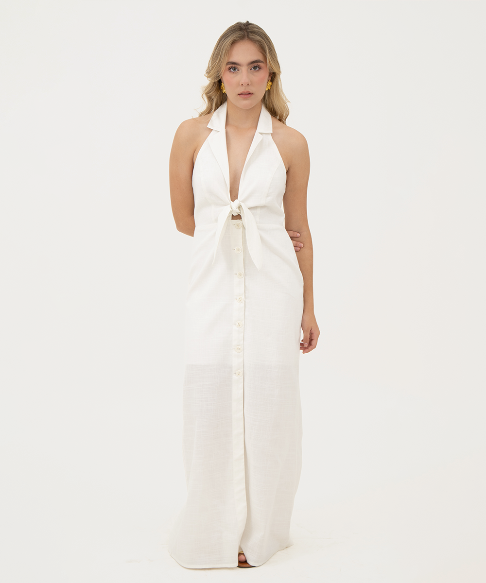 Vestido halter lazo Blanco