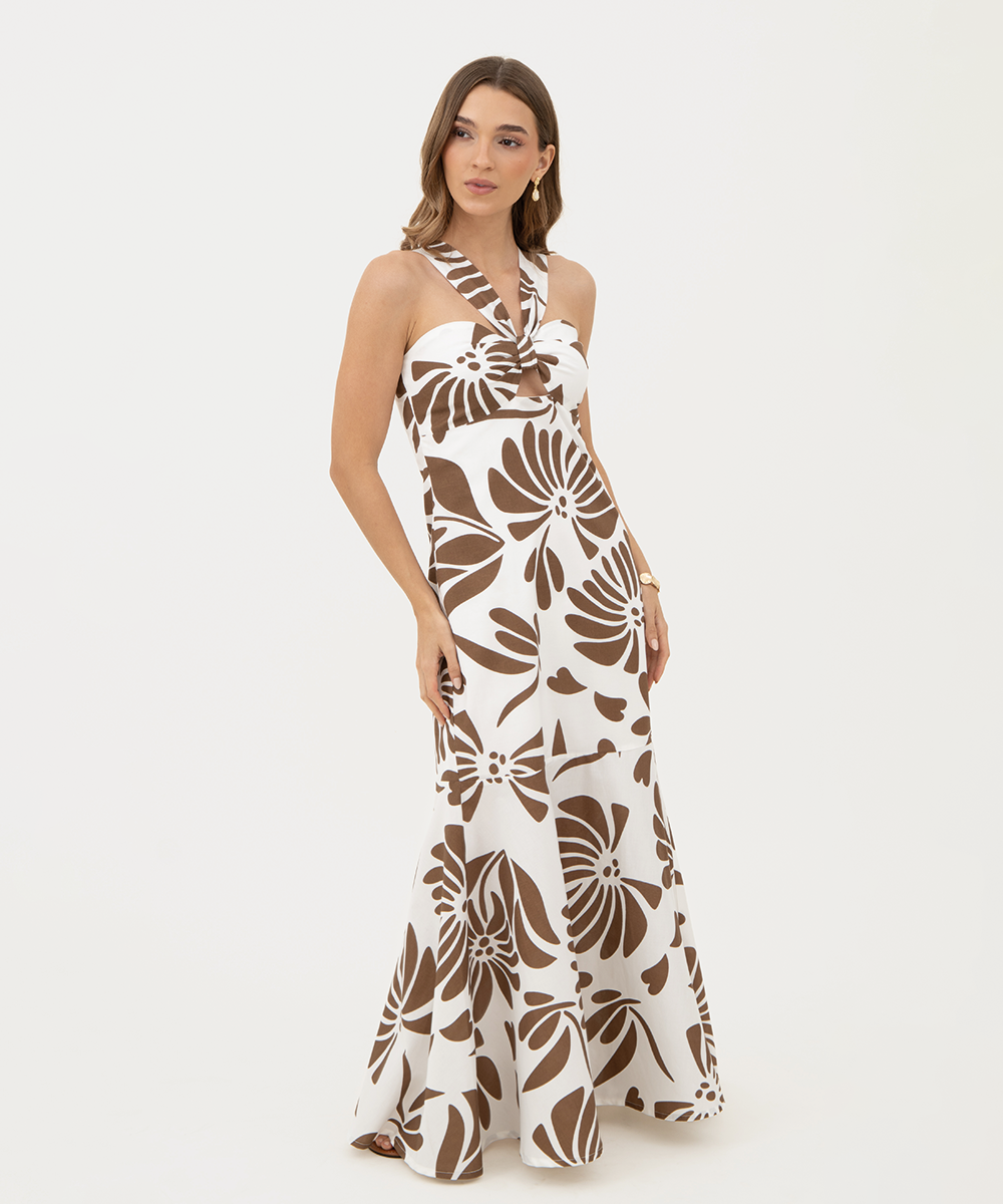 Vestido largo con tiras CHOCOLATE