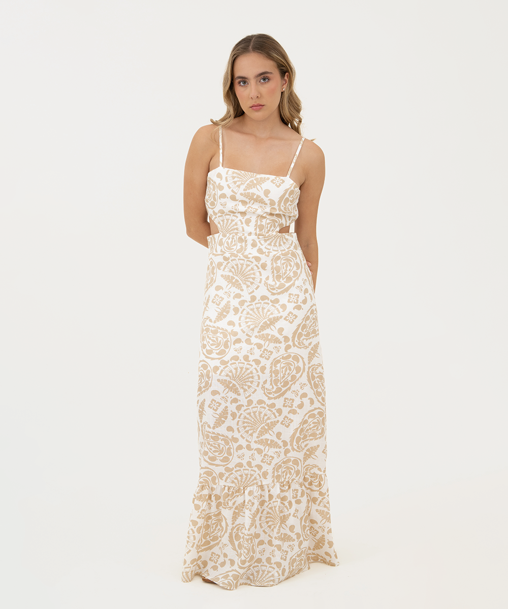 Vestido cut out tiras CAMEL