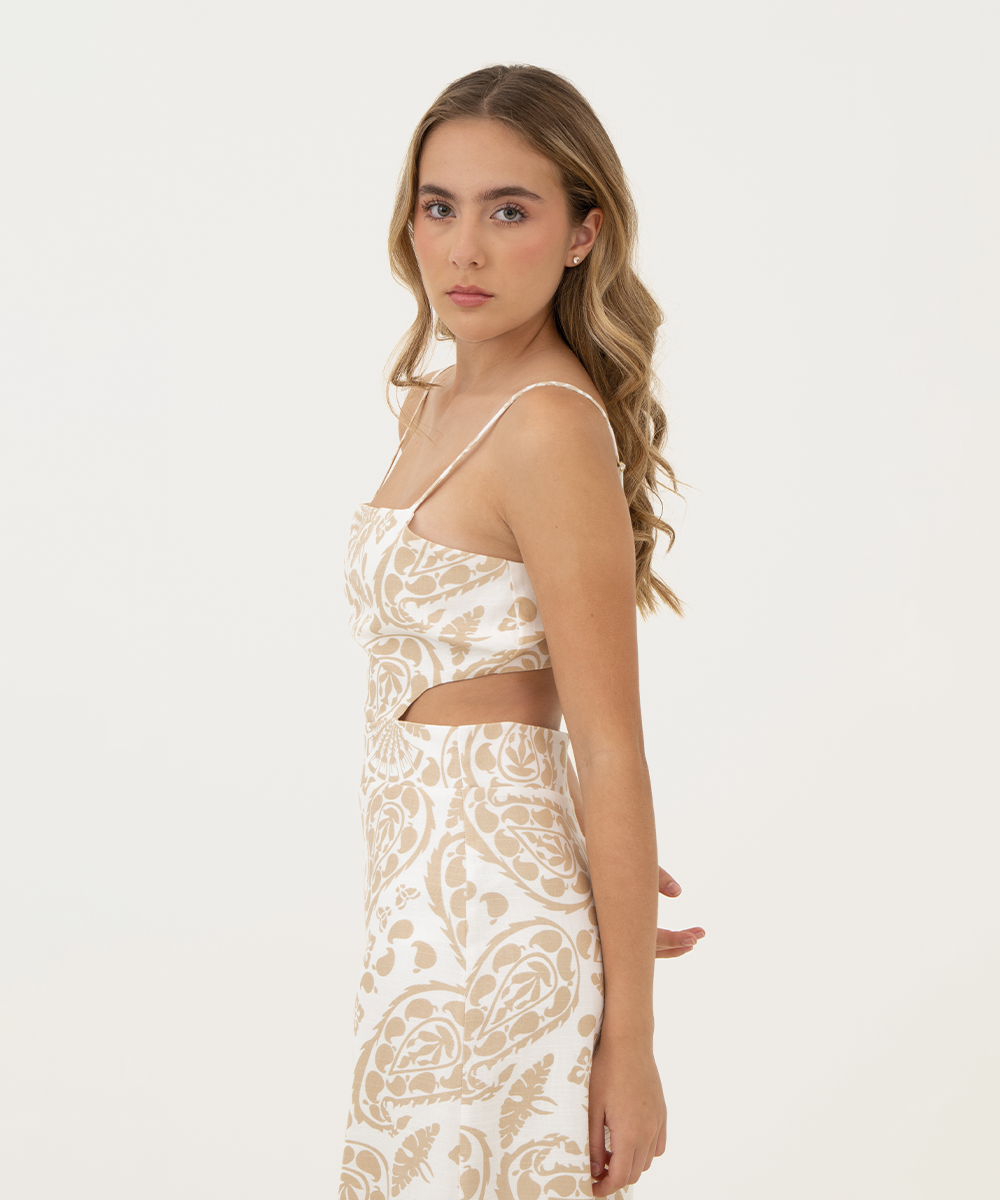 Vestido cut out tiras CAMEL