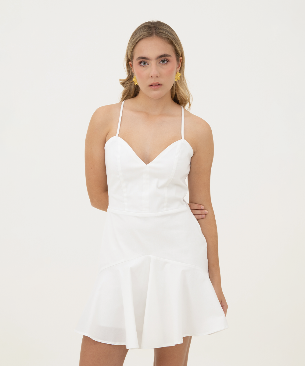 Vestido midi de tiras Blanco