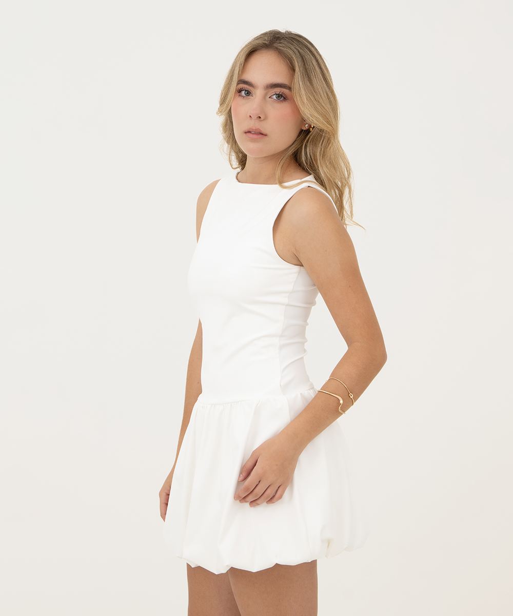 Vestido mini globo Blanco