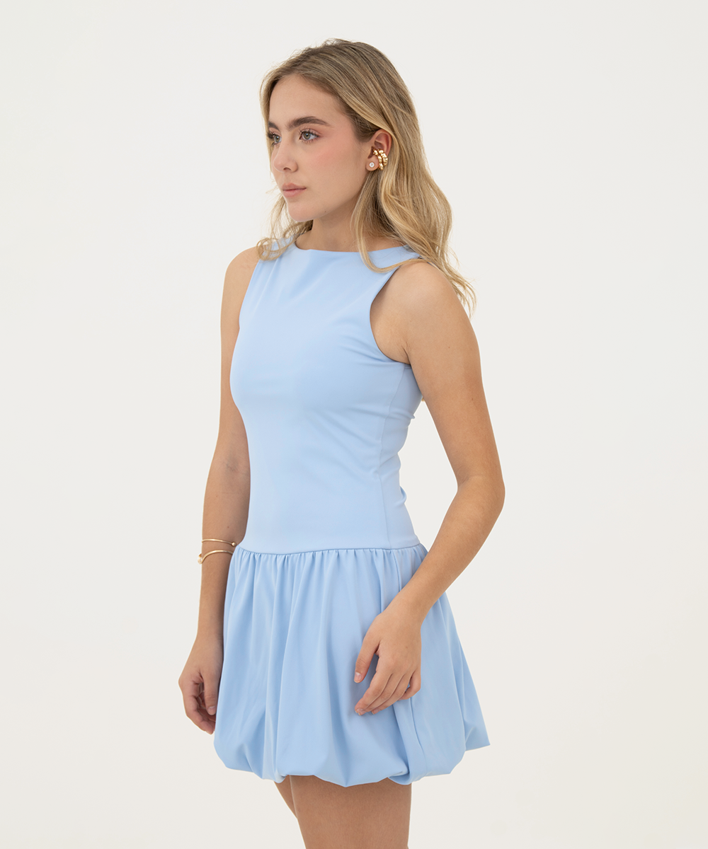 Vestido mini globo Azul Cielo