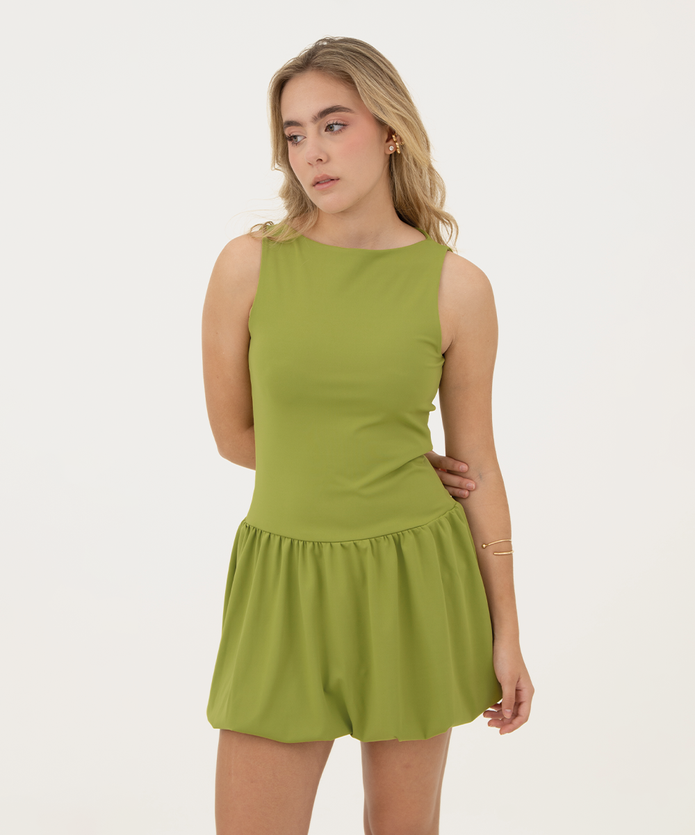Vestido mini globo Verde