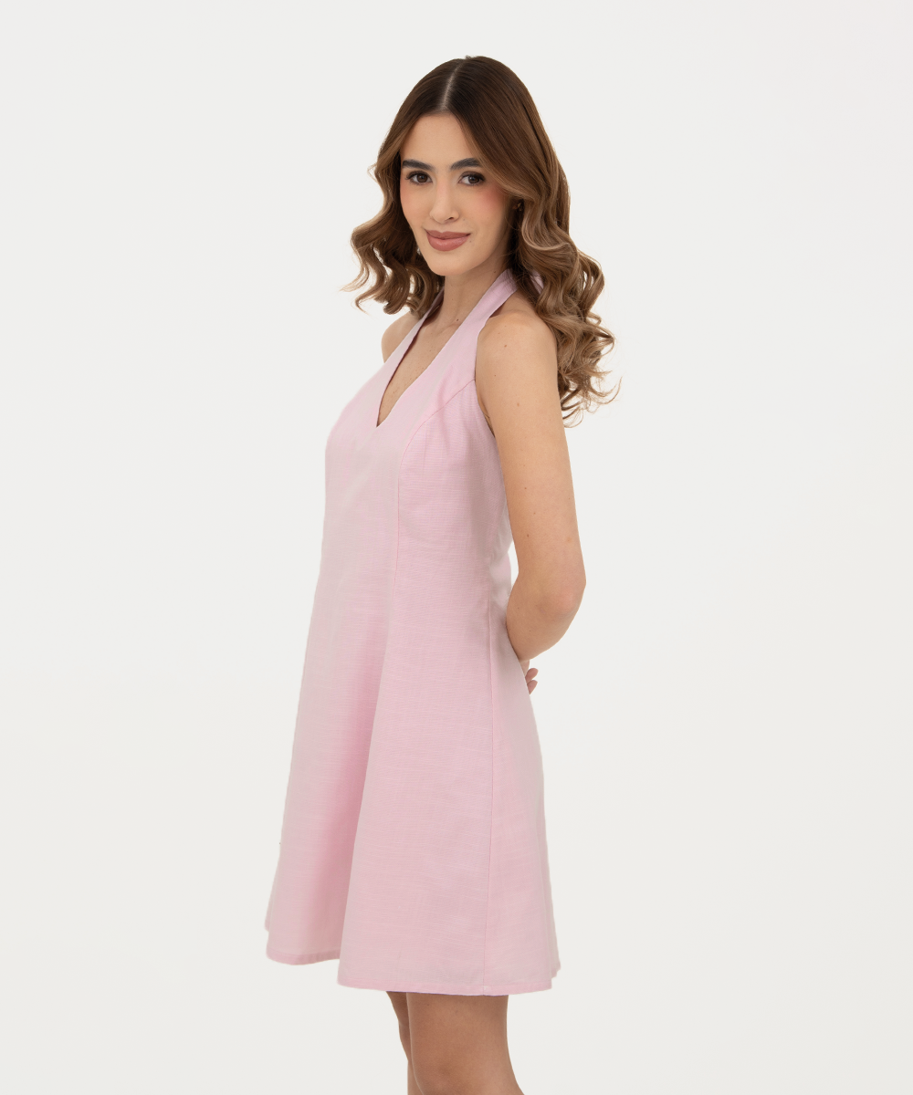 Vestido halter Rosado Pastel