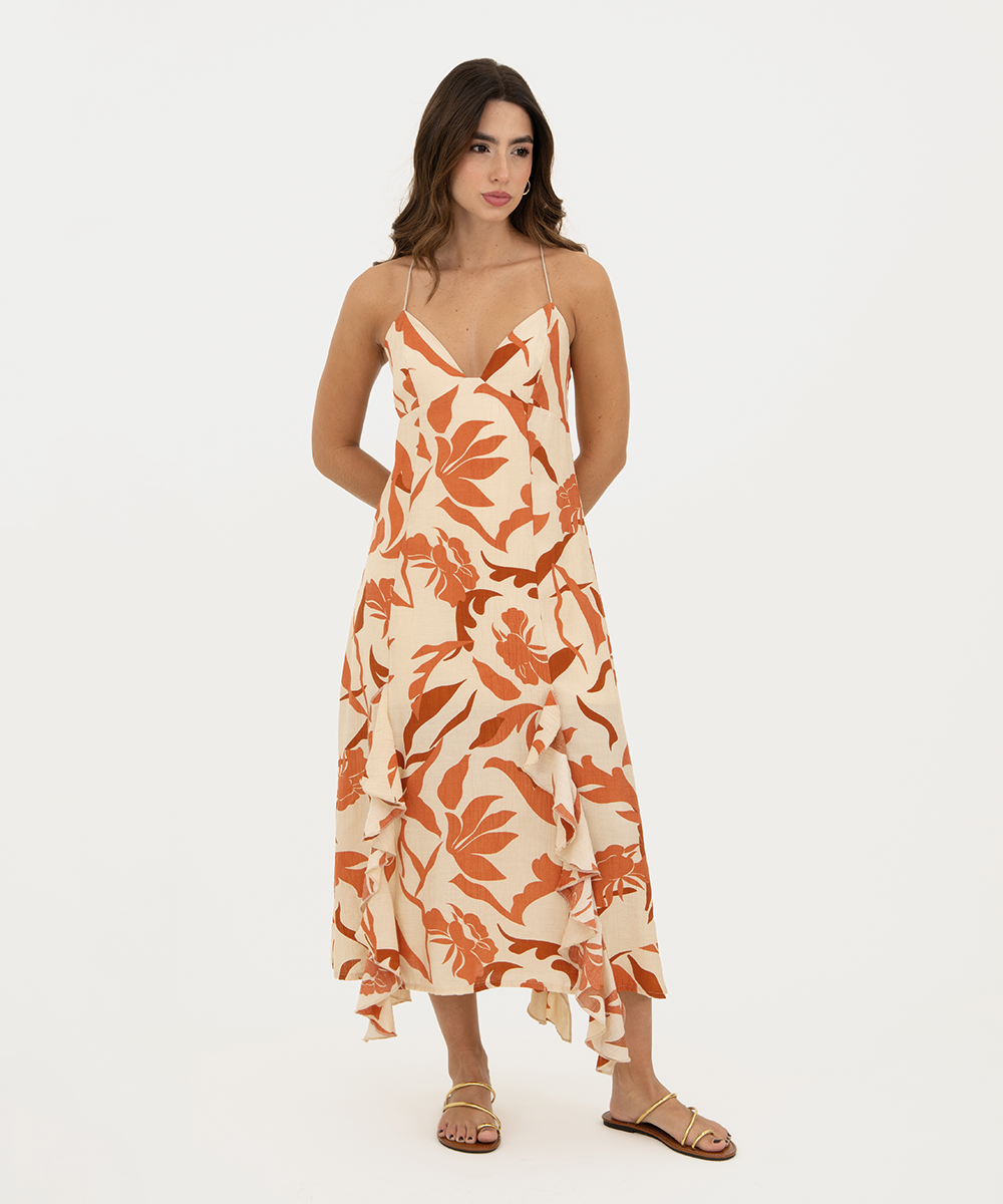 Vestido de copa con cortes Naranja